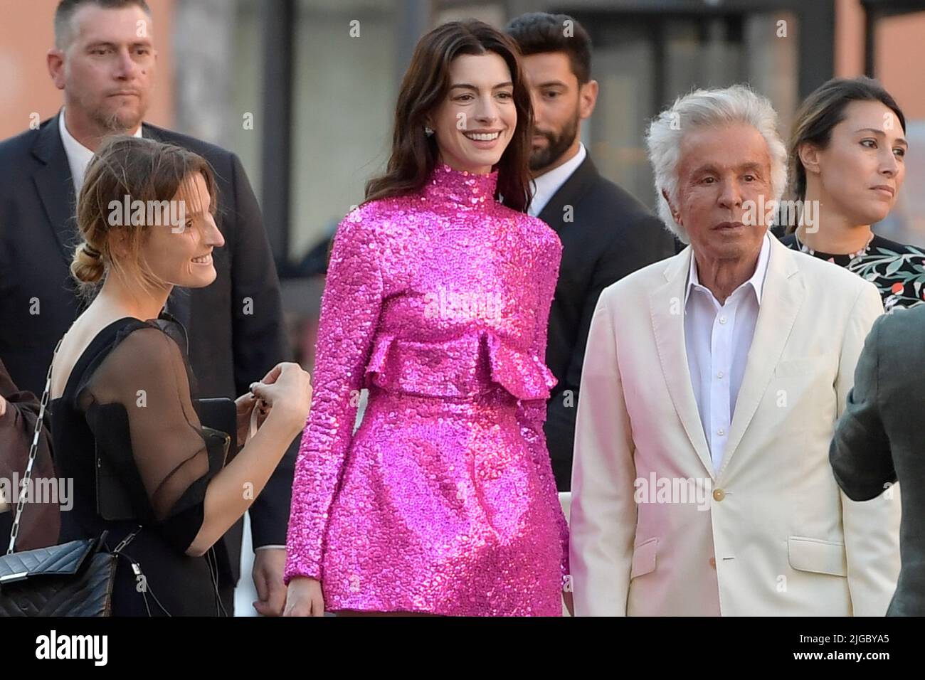Rome, Italy. 08th July, 2022. Anne Hathaway (left) and Giancarlo