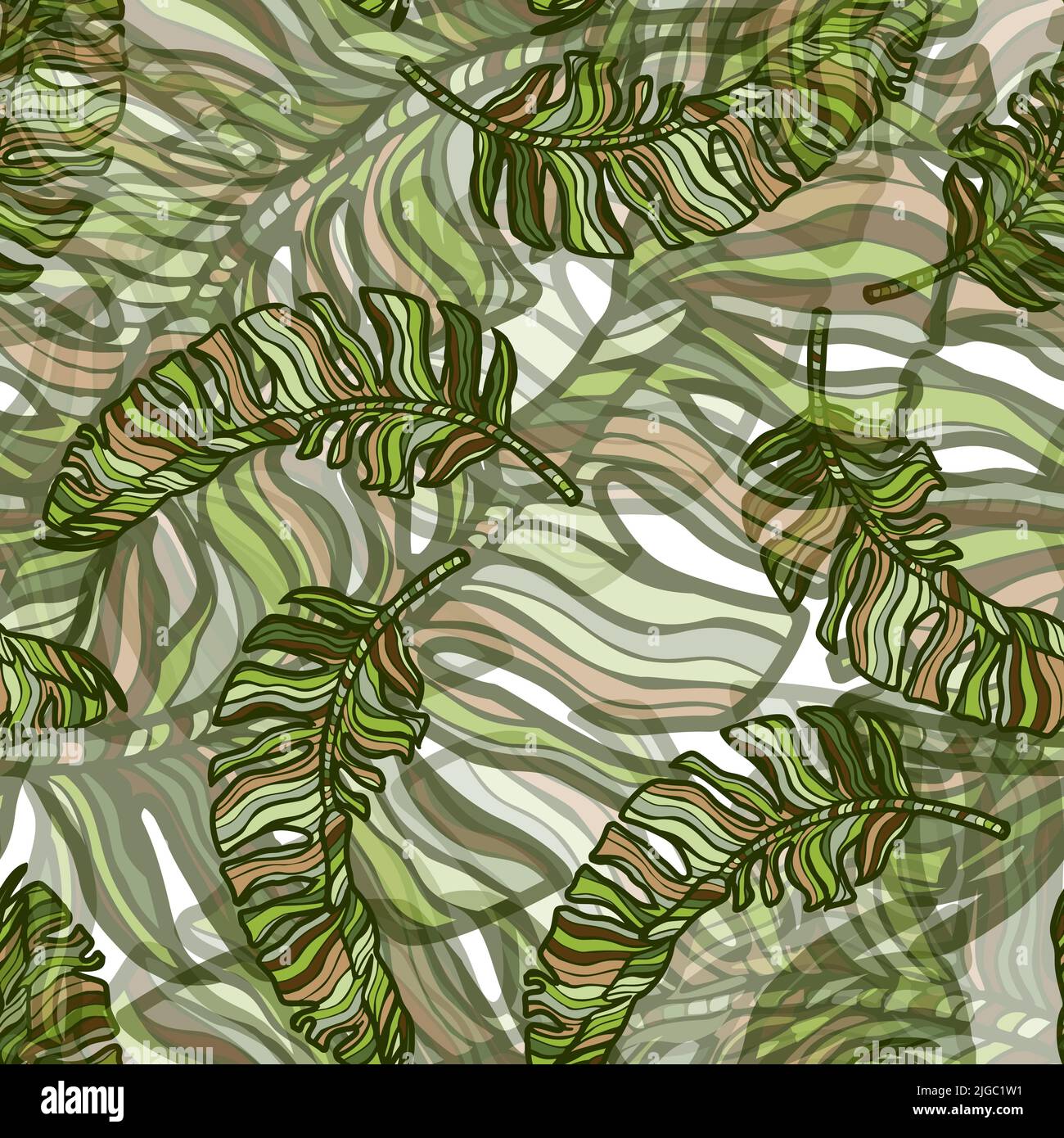 Tropical banana leaf seamless pattern. Jungle leaves background ...