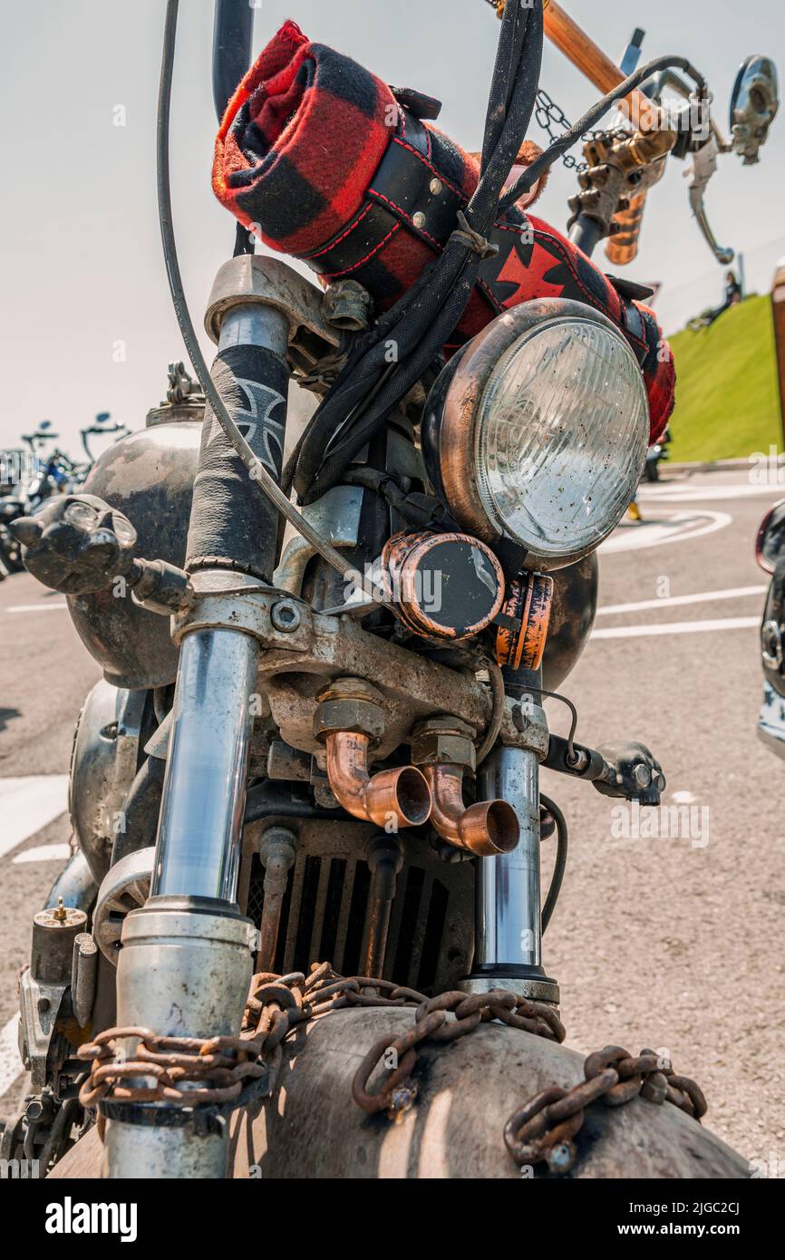16-04-2020. La Nucia, Alicante, Spain. steampunk style customized motorcycle Stock Photo