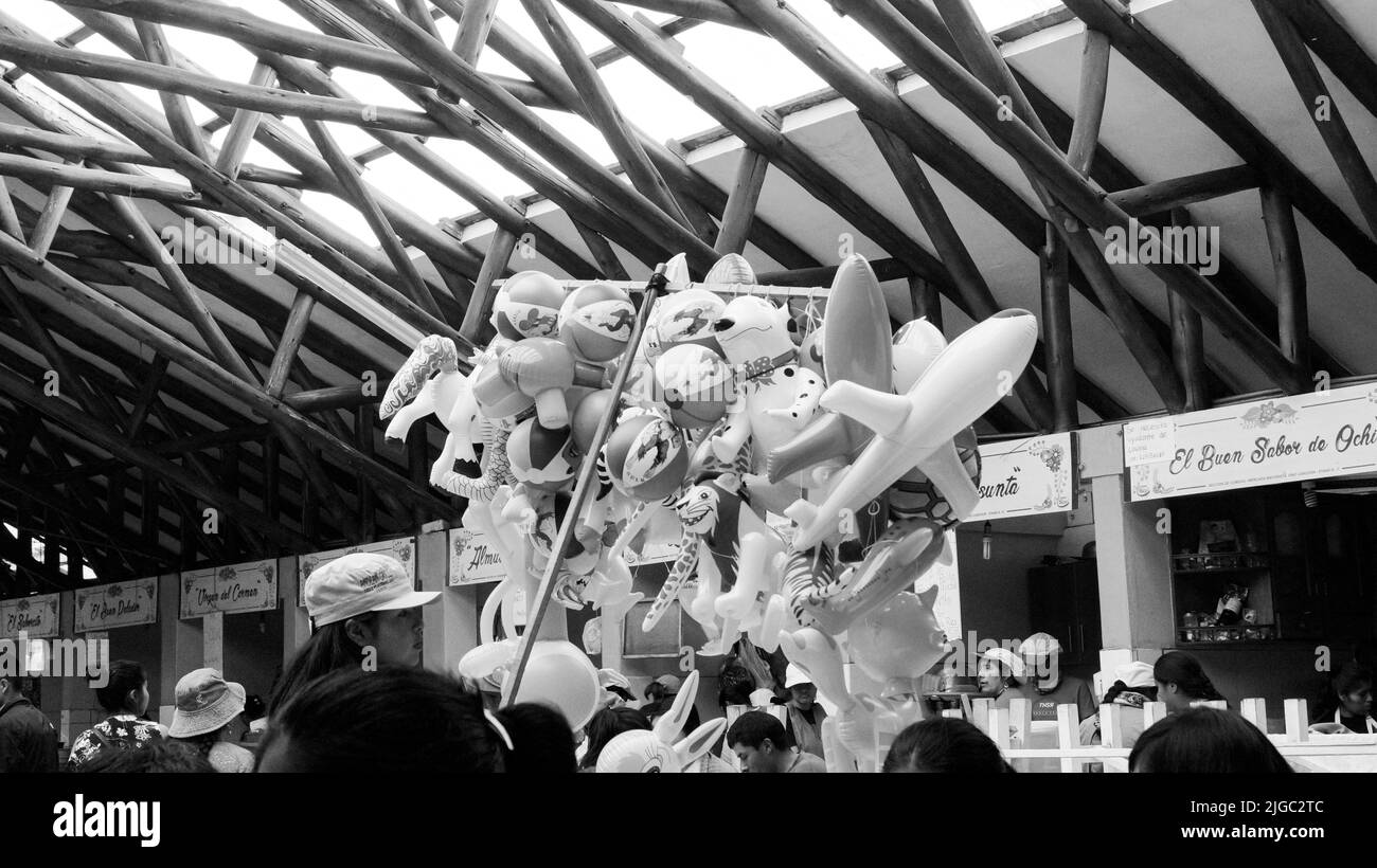 plastic toys in market street seller Stock Photo