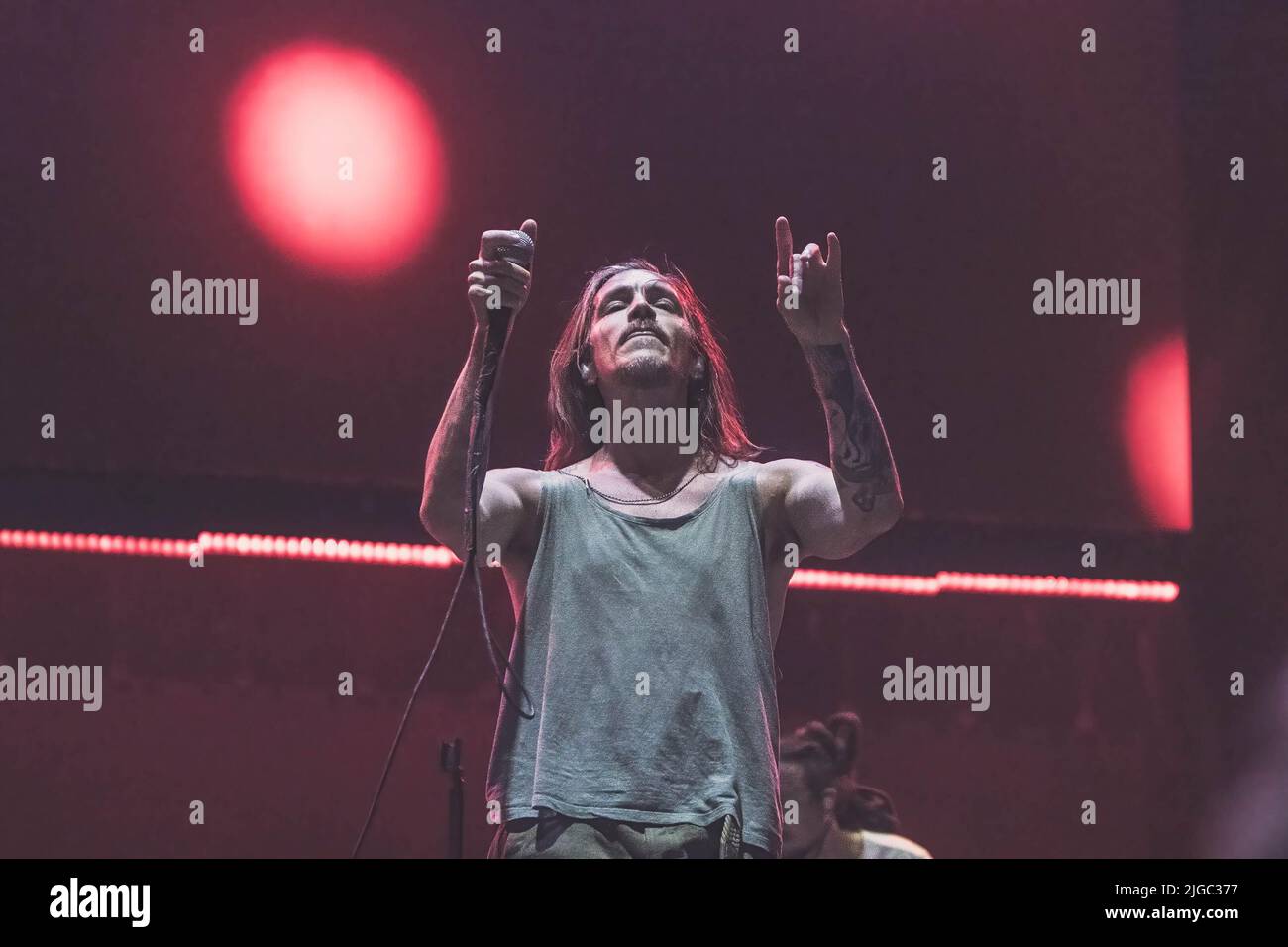 Madrid, Spain. 08th July, 2022. Brandon Boyd of the band Incubus performs on stage at the MadCool Festival in Madrid. (Photo by Valeria Magri/SOPA Images/Sipa USA) Credit: Sipa USA/Alamy Live News Stock Photo