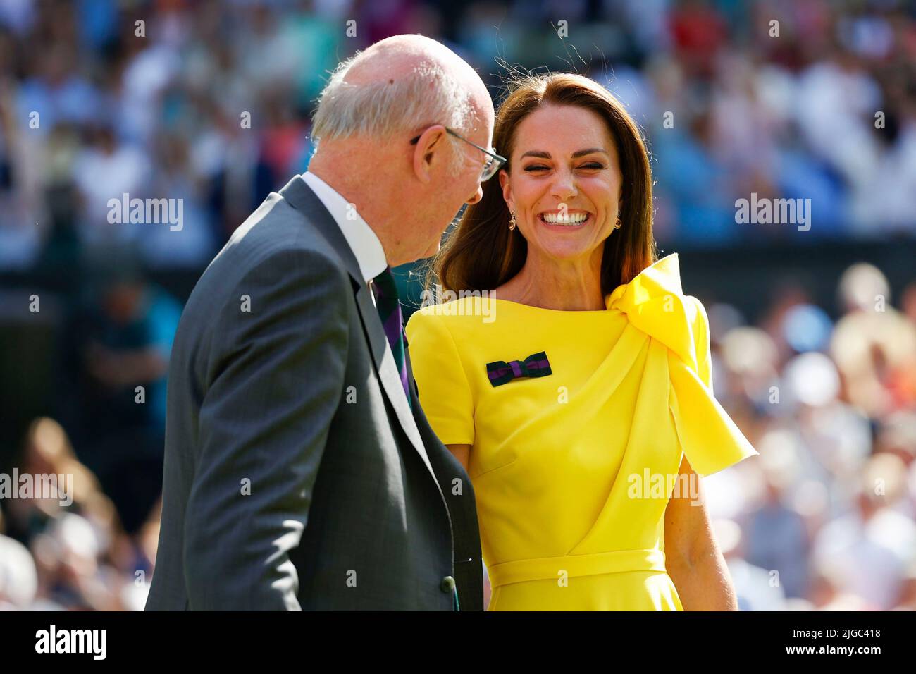 Wimbledon,Great Britain 9th. July, 2022, Catherine, Duchess of Cambridge and Ian Hewitt, Chairman of the All England Club at the Ladies Final Wimbledon 2022  Championships on Saturday 09 June 2022.,  © Juergen Hasenkopf / Alamy Live News Stock Photo