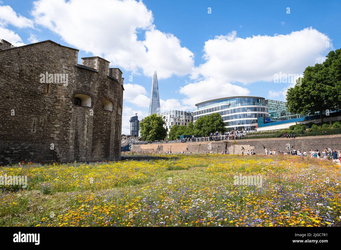 London, UK. 9th July 2022. Tower of London Superbloom for the Queen’s Platinum Jubilee wild