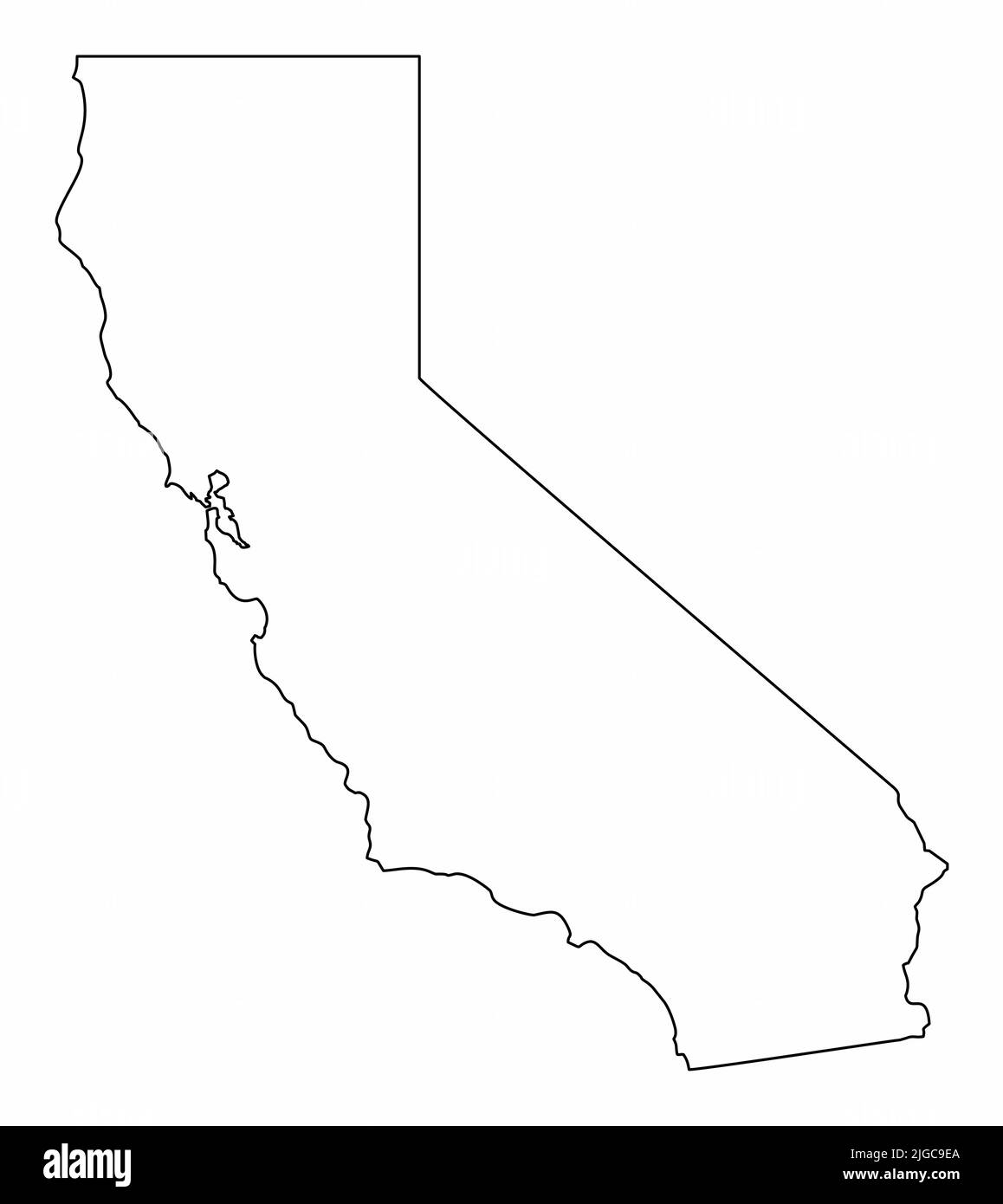 California State isolated map. Black outlines on white background Stock