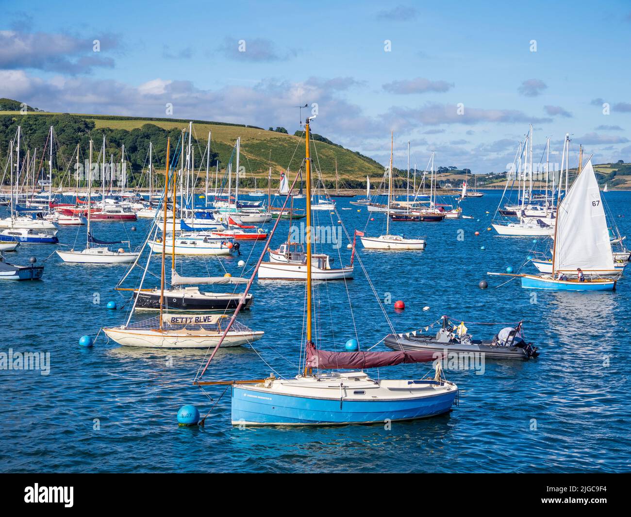 Yachts, and Dingy's, Falmouth Harbour, Falmouth, Cornwall, England, UK, GB. Stock Photo