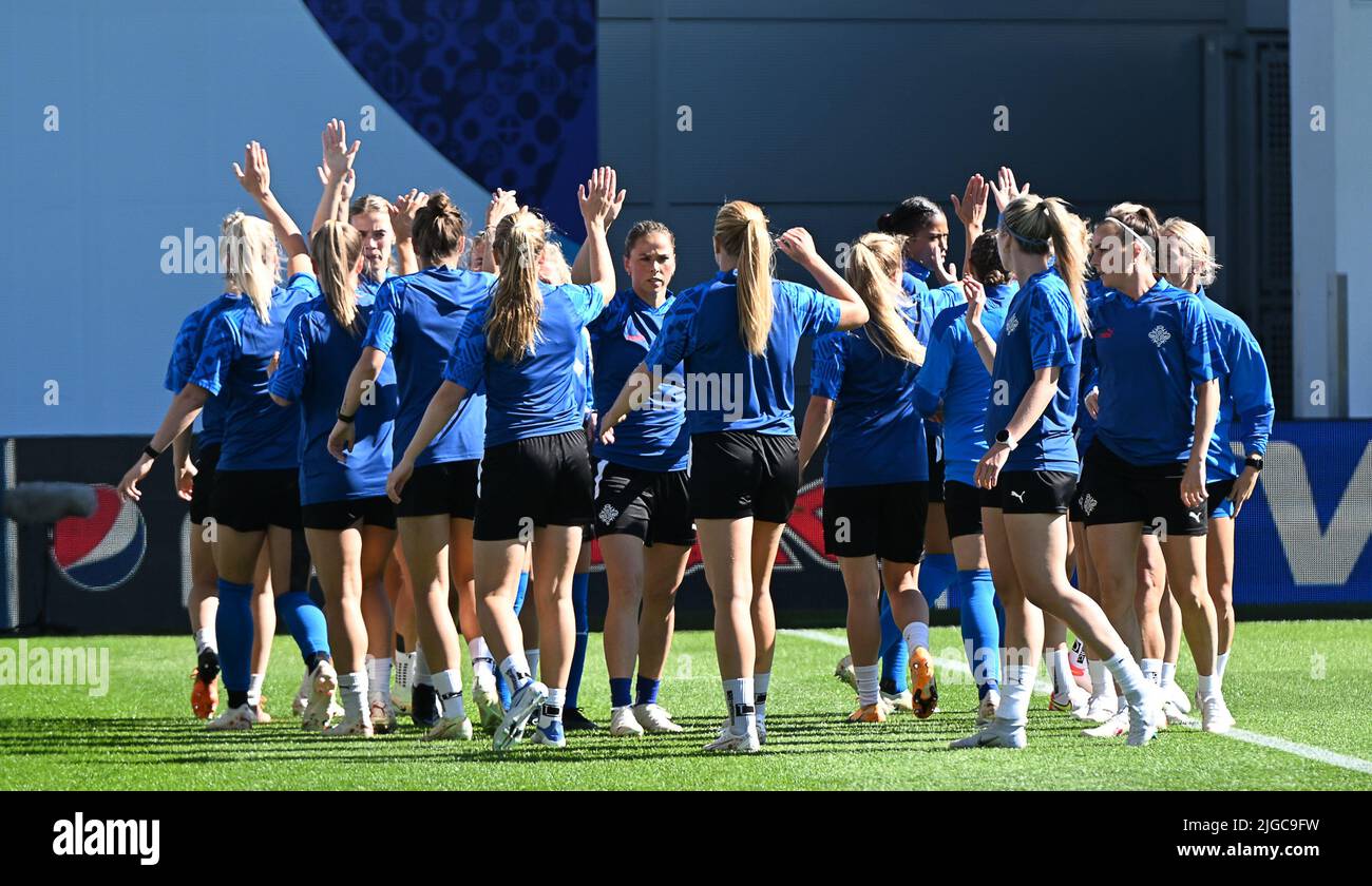 Iceland's players pictured during a training session of Iceland's national women's soccer team