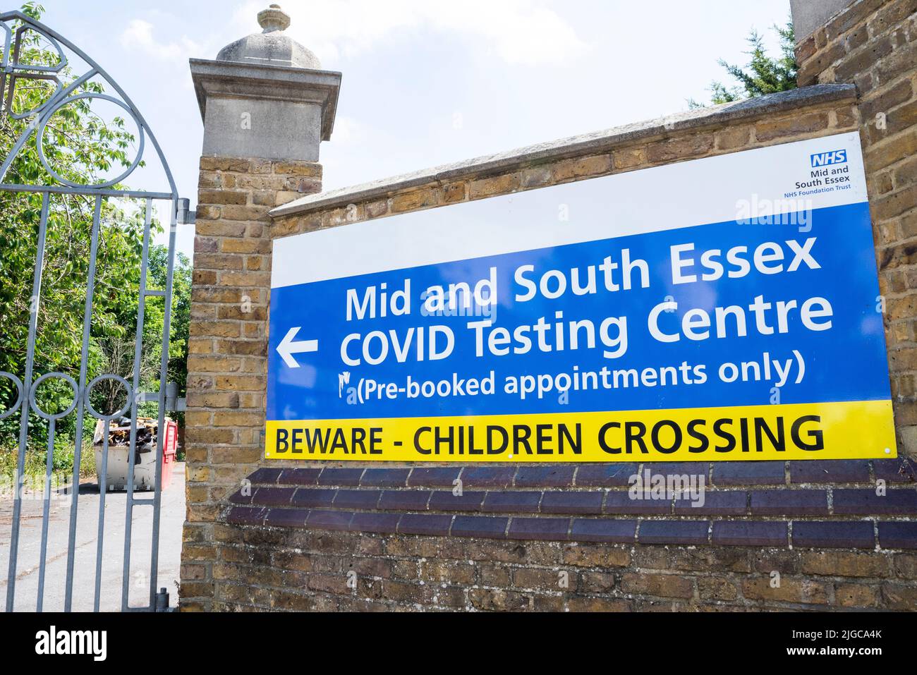 Closed and cleared away Covid 19 test centre. Mid and South Essex NHS Covid Testing Centre in Southend on Sea, Essex, UK. Empty car park Stock Photo