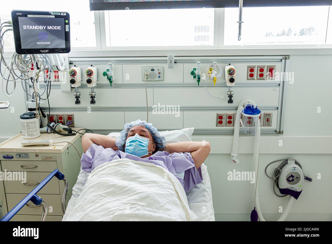 Miami Beach Florida,Mount Mt. Sinai Medical Center centre hospital inside interior,Skolnick Surgical Tower patient pre-op operating room monitor,Hispa Stock Photo