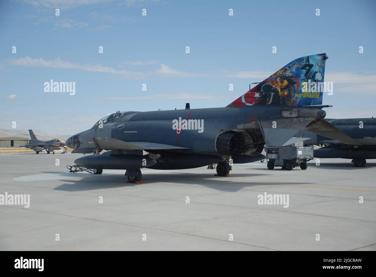 Konya, Turkey – June 30, 2022: An F-4 Phantom fighter jet belonging to the Turkish Air Force, which came from Eskişehir to participate in the Anatolia Stock Photo
