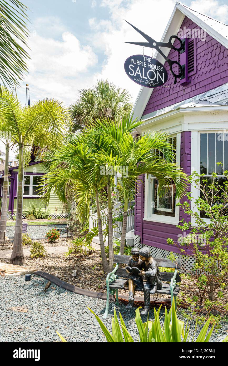 Punta Gorda Florida,Historic District The Purple House Salon,repurposed house home converted to business Stock Photo