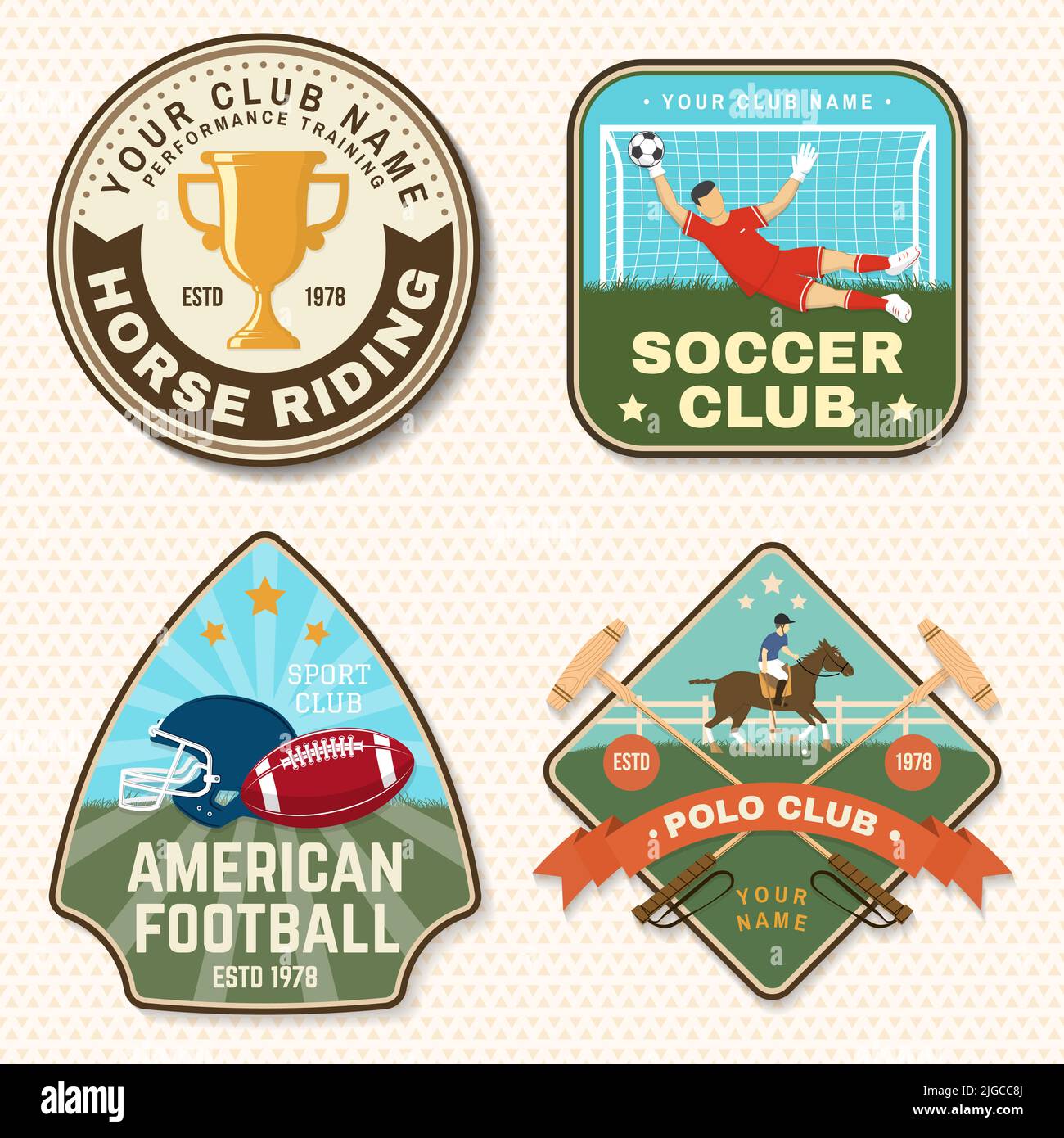 American football or rugby club embroidery patch Vector Image