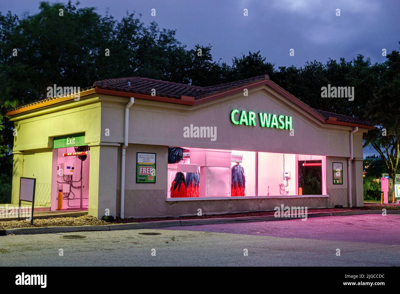 Fort Ft. Myers Florida,car wash night Stock Photo