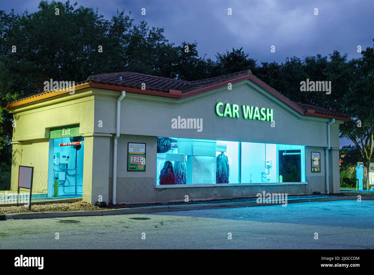 Fort Ft. Myers Florida,car wash night Stock Photo