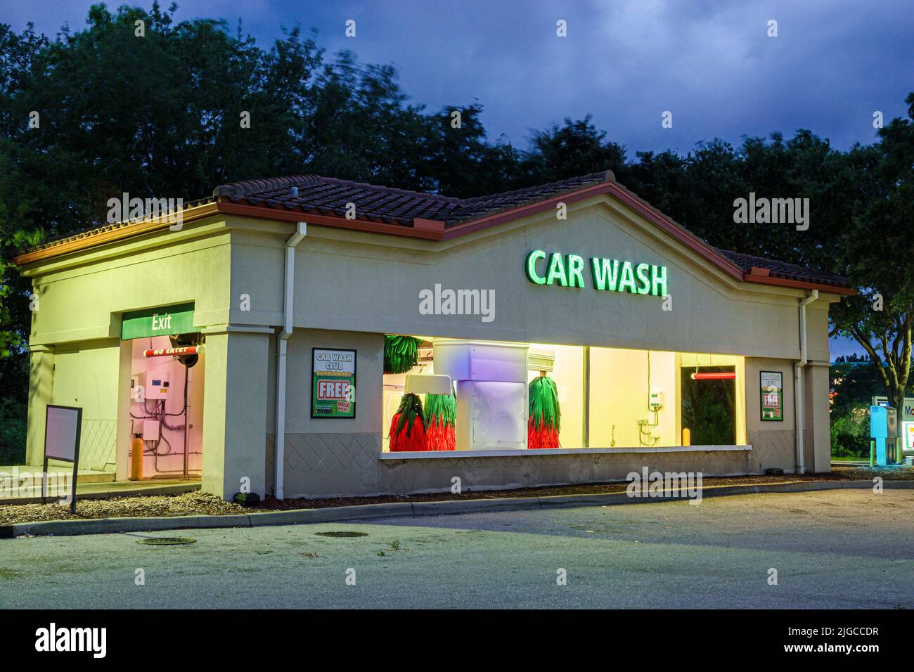 Fort Ft. Myers Florida,car wash night Stock Photo