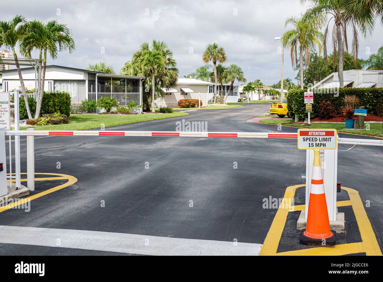 Siesta bay rv resort gate entrance trailer park homes hires stock