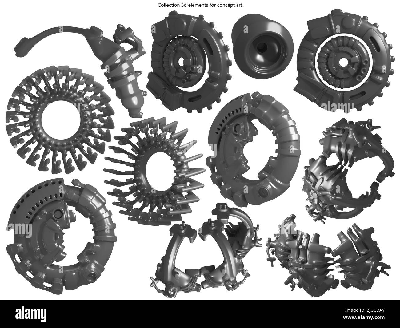 Collection 3d elements for concept art Stock Photo Alamy