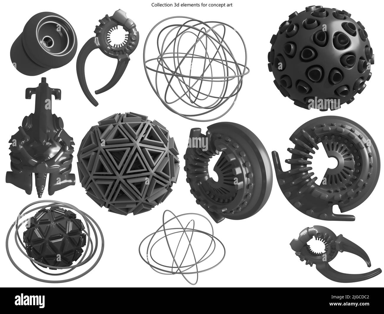 Collection 3d elements for concept art Stock Photo Alamy