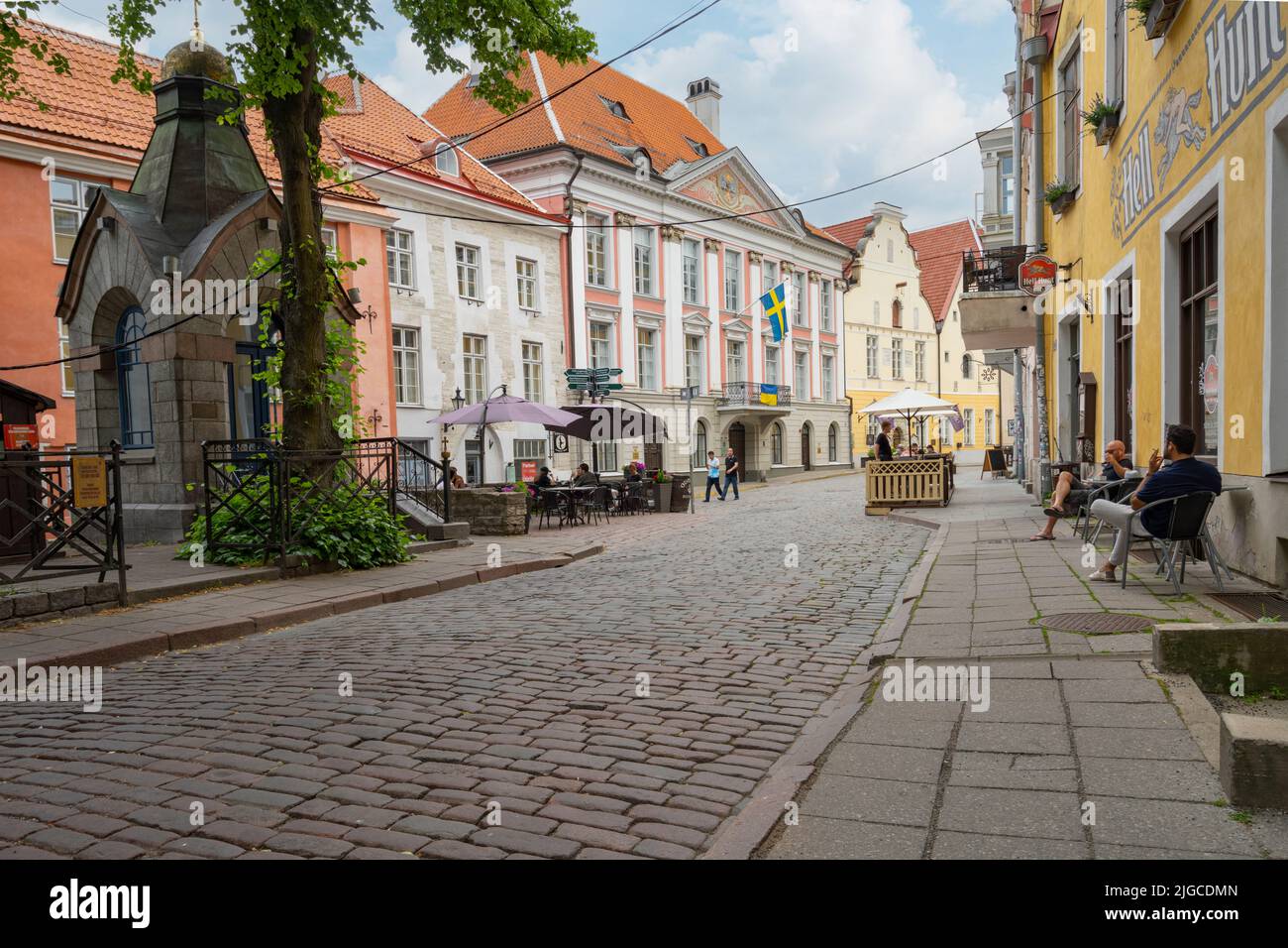 Tallinn, Estonia. July 2022.  view of the typical medieval houses in the historic center of the city Stock Photo