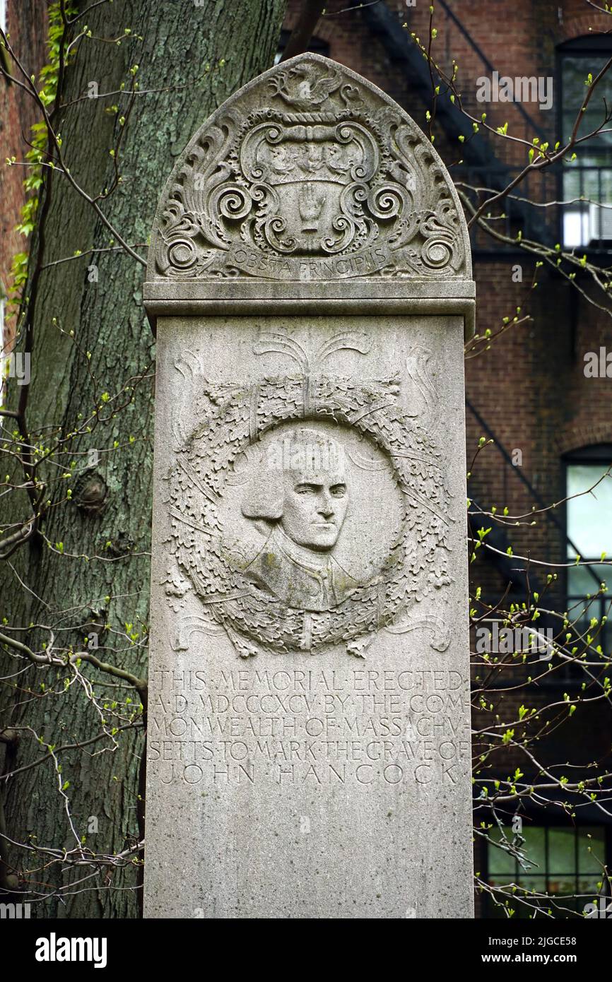 John Hancock memorial, Granary Burying Ground, cemetery, Boston, Massachusetts, USA, North America Stock Photo