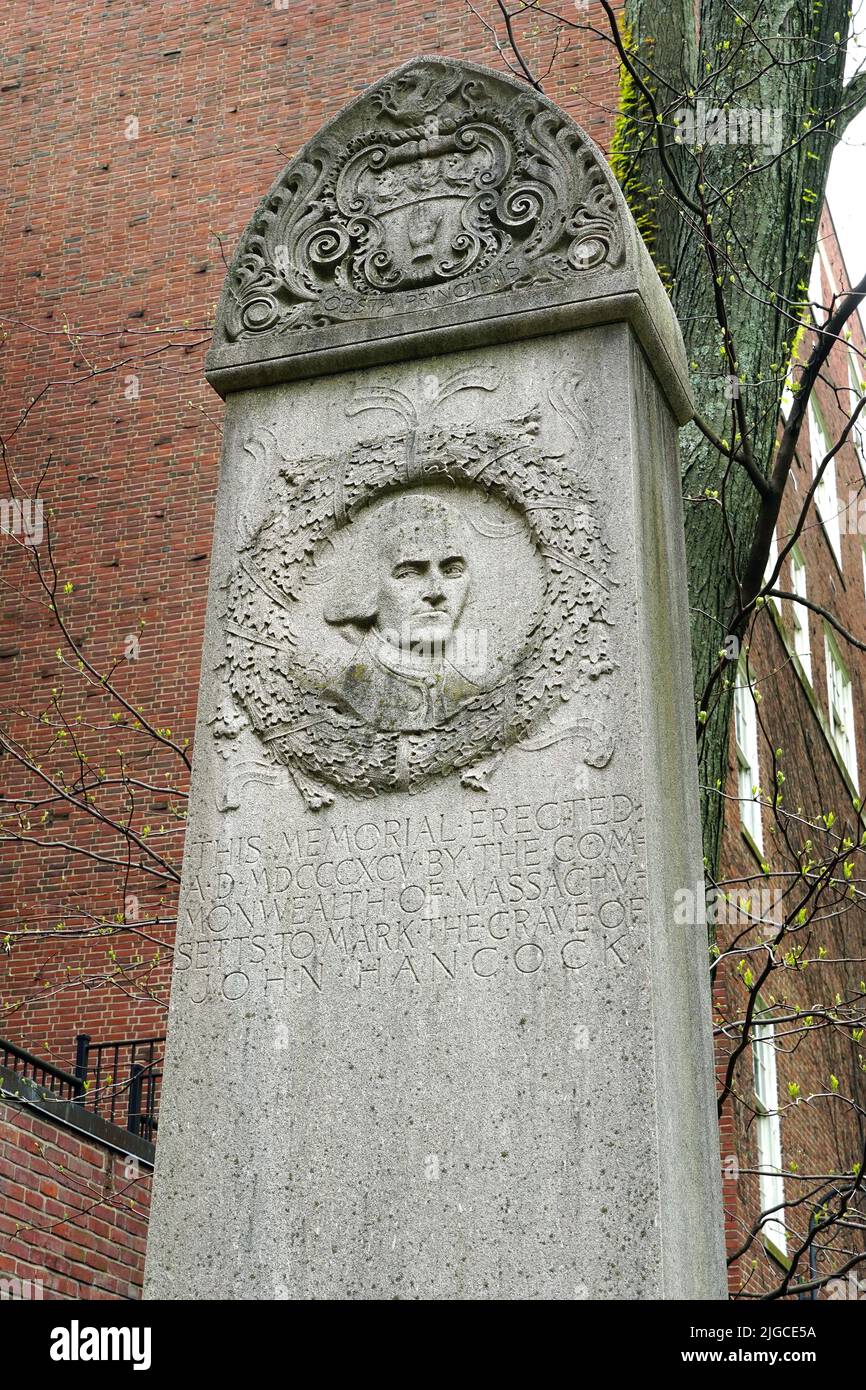 John Hancock memorial, Granary Burying Ground, cemetery, Boston, Massachusetts, USA, North America Stock Photo