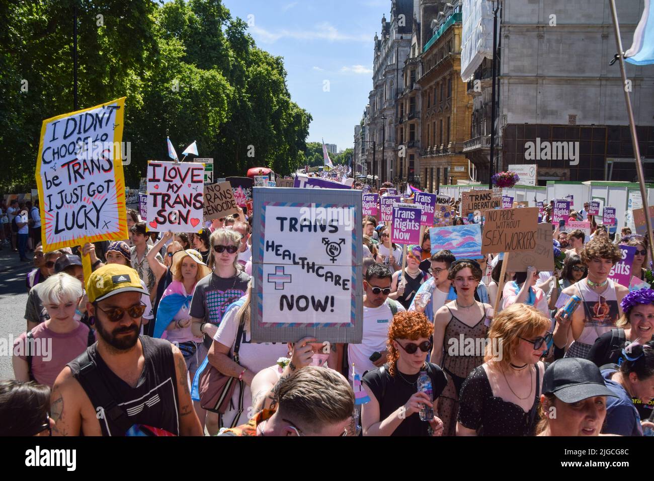 London, England, UK. 9th July, 2022. Protesters pass through Piccadilly ...
