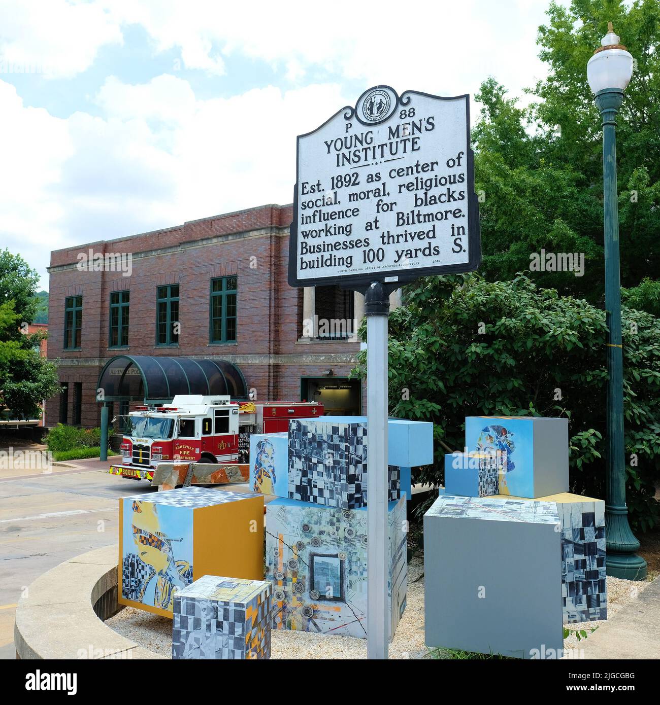 Sign the site of the Young Men's Institute Building, a historic meeting hall for the African