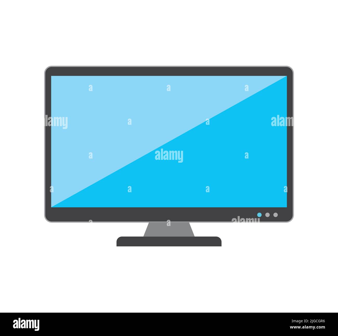 Computer Monitor Isolated Glossy Display Digital Modern Technology Flat Icon Stock Vector