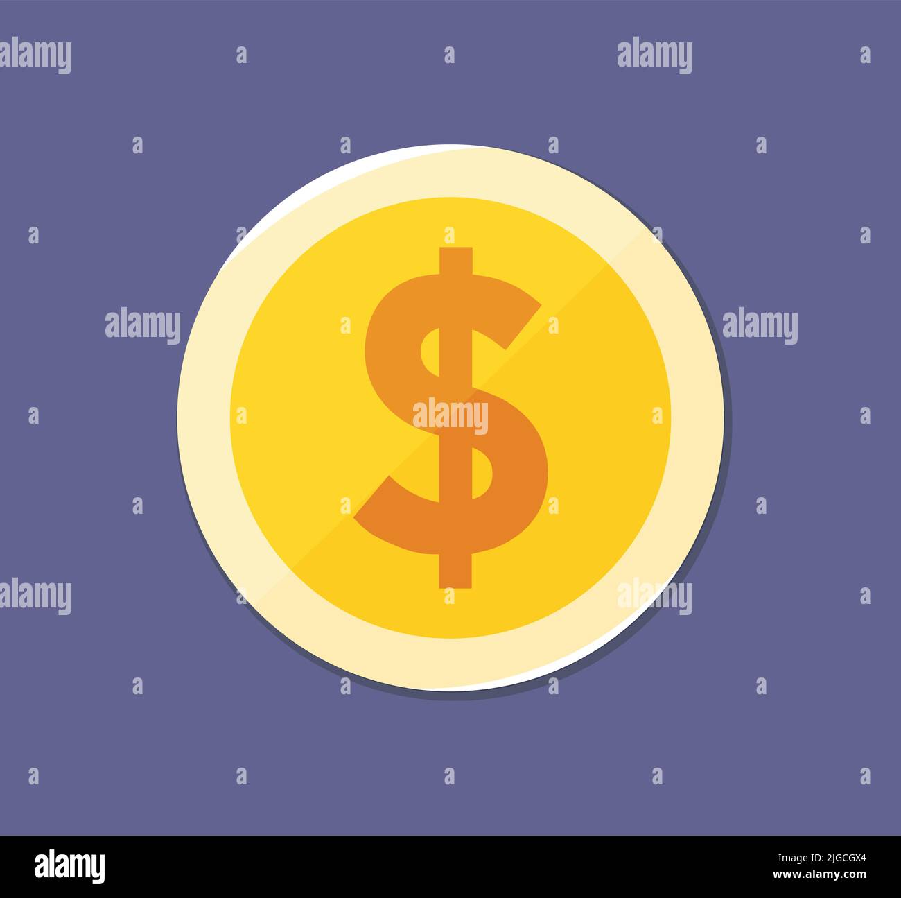 Gold Dollar Coin Penny Cartoon Illustration Money Currency Isolated Business Icon Stock Vector