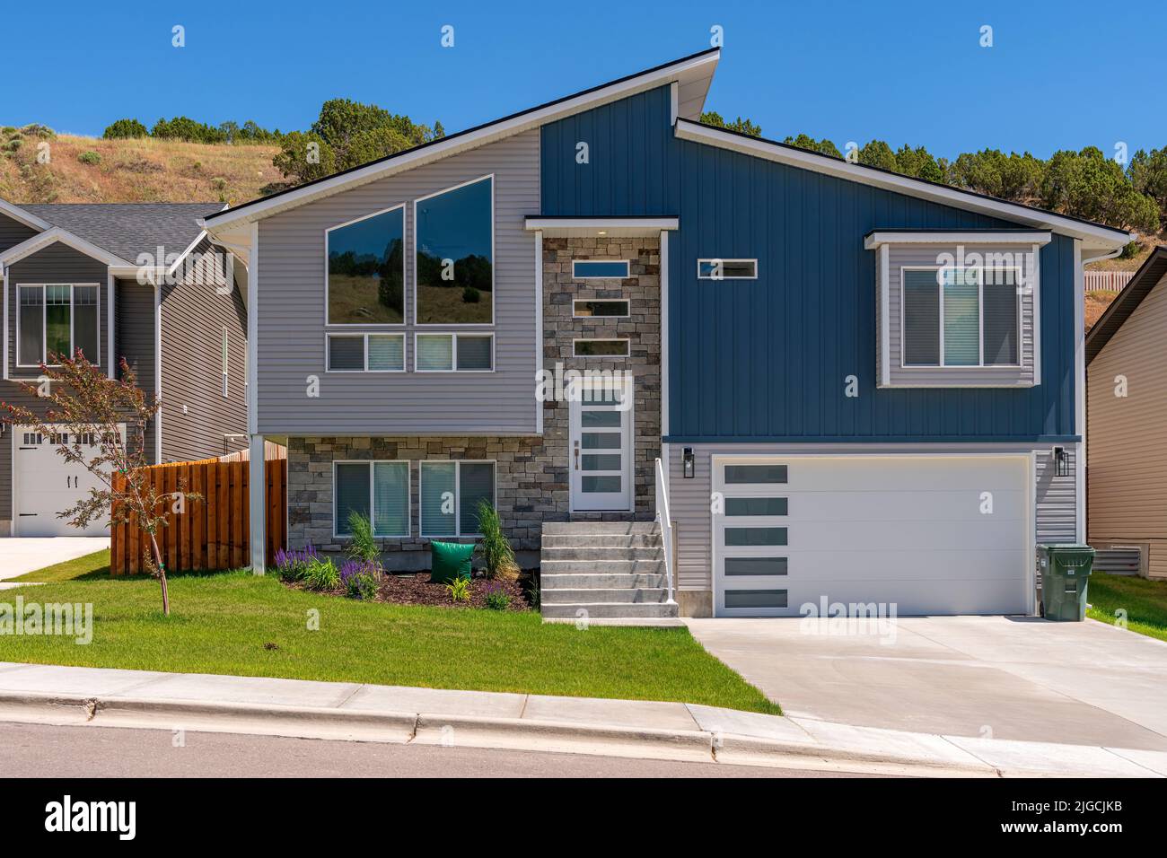 Residential house and neighborhood in a suburb Pocatello Idaho. Stock Photo