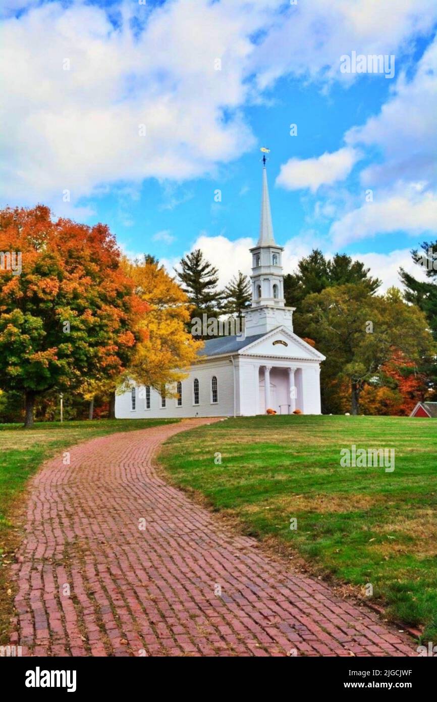 Autumn at the Martha Mary Chapel in Sudbury, Massachusetts Stock Photo