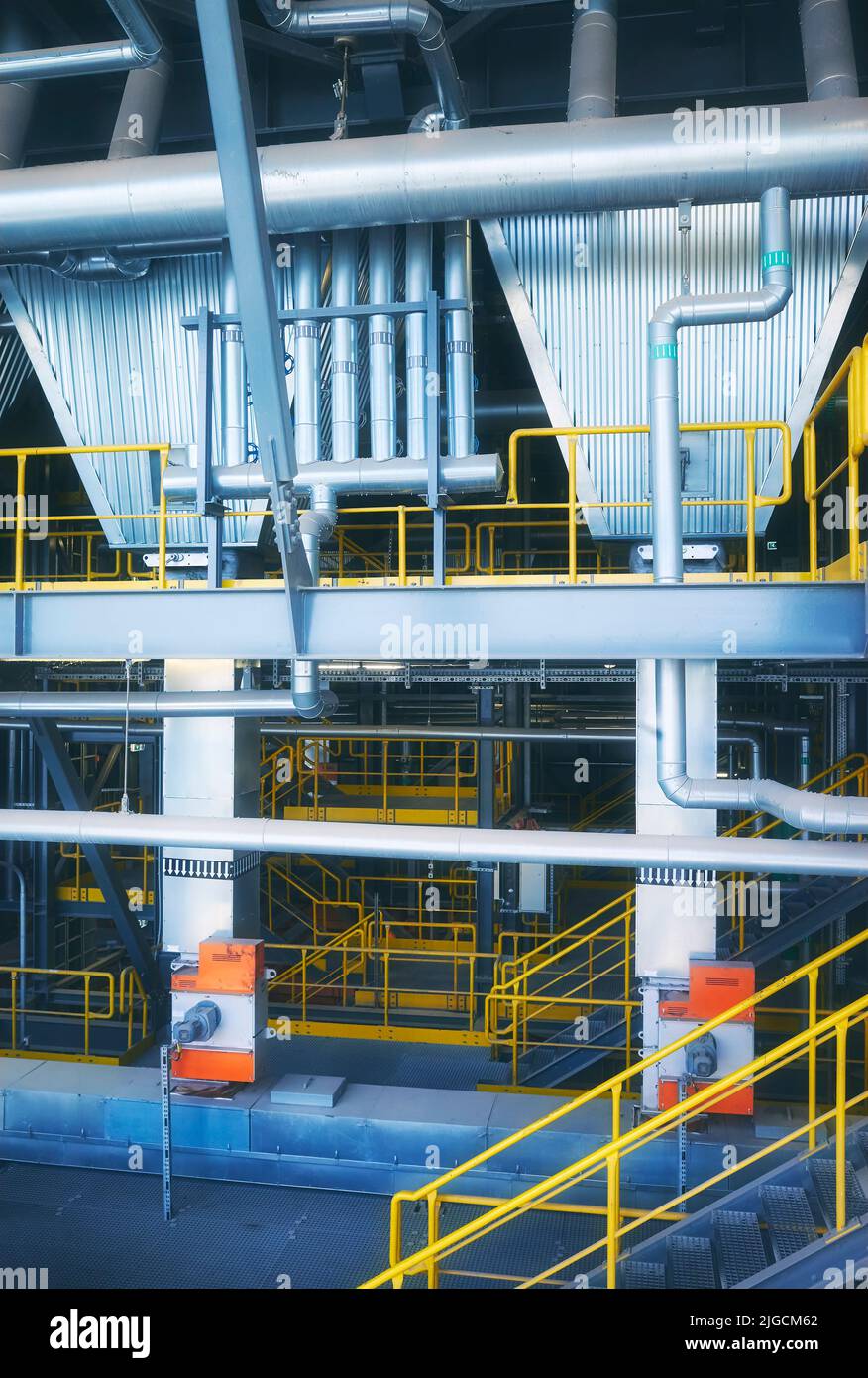 Interior of the waste incineration plant, industrial infrastructure concept, color toning applied. Stock Photo