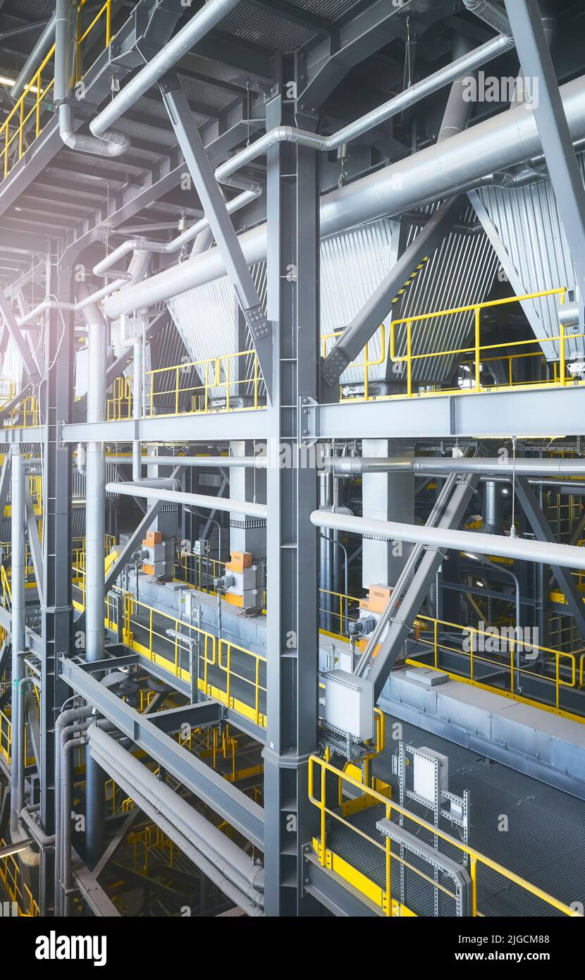 Interior of a waste incineration plant, industrial infrastructure concept. Stock Photo