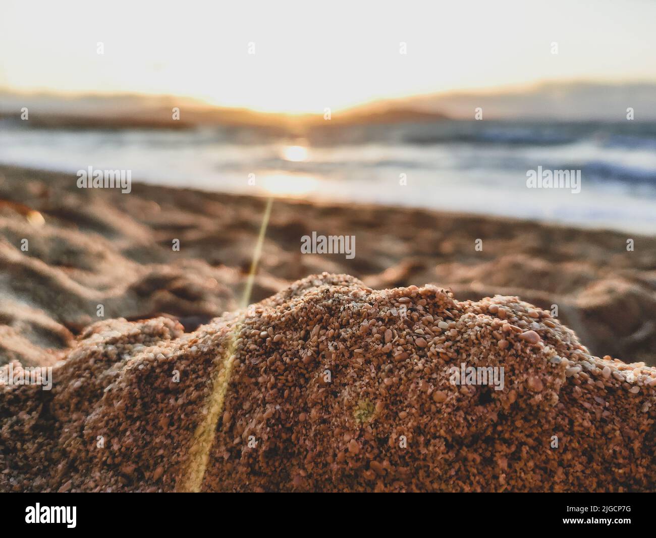 An aerial view of a beautiful sea during the sunset Stock Photo - Alamy