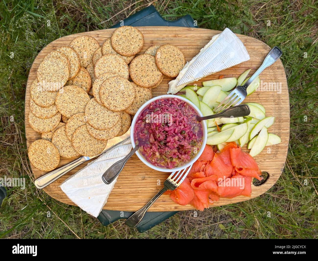 Appetizer plate; Rafting the Bruneau River in Idaho with Far & Away Adventures. Stock Photo
