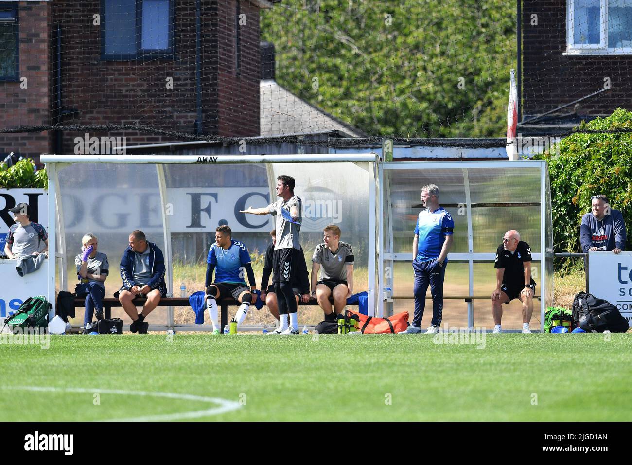 Bamber Bridge, UK. 09th July, 2022. John Sheriden (Manager) of Oldham Athletic during the pre season friendly between Bamber Bridge and Oldham Athletic on Saturday 9th July 2022. COPYRIGHT Eddie Garvey | MI News) Credit: MI News & Sport /Alamy Live News Stock Photo