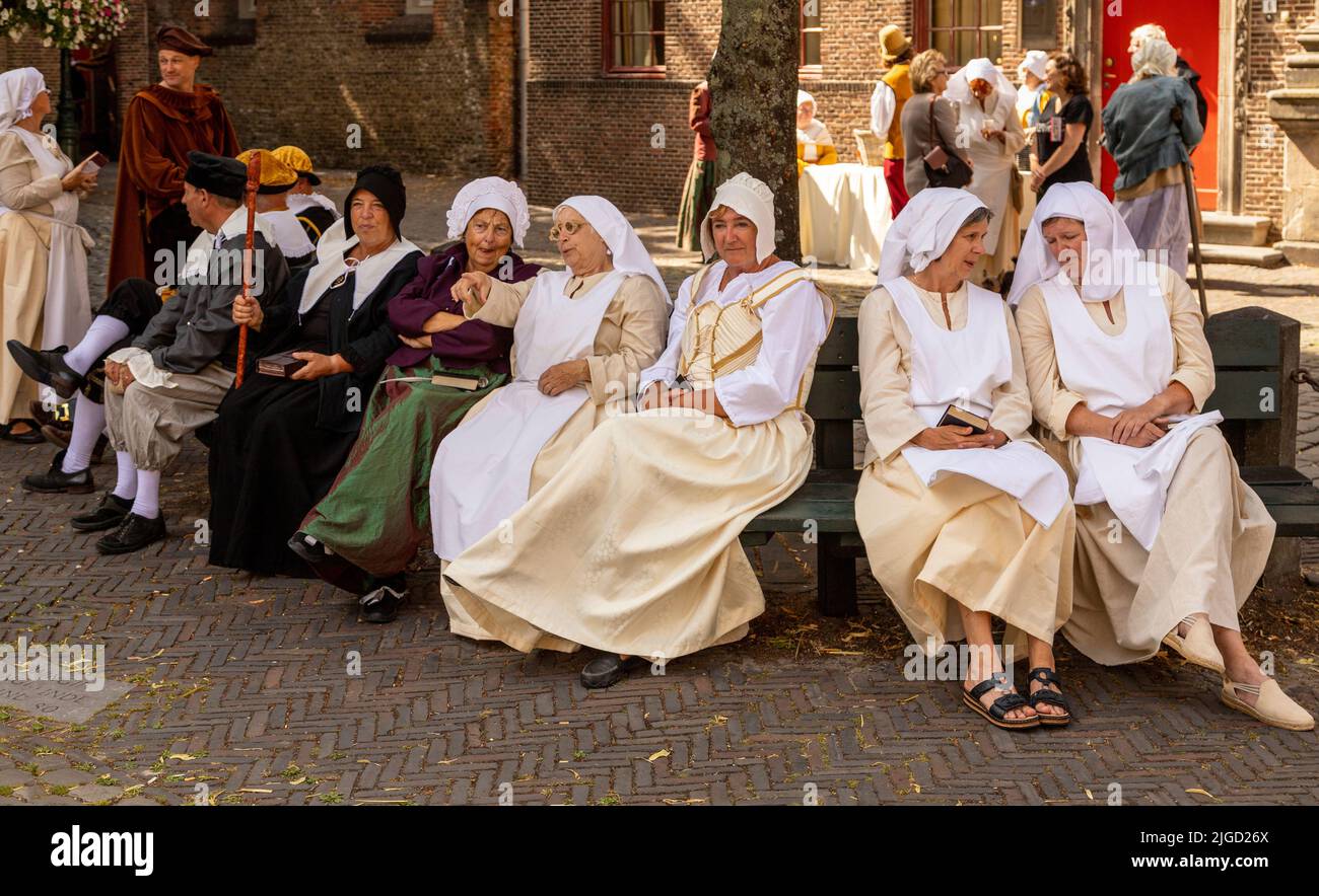 Reenactment festival of Rembrandt van Rijn, his paintings and era, Leiden, South Holland, Netherlands. Stock Photo