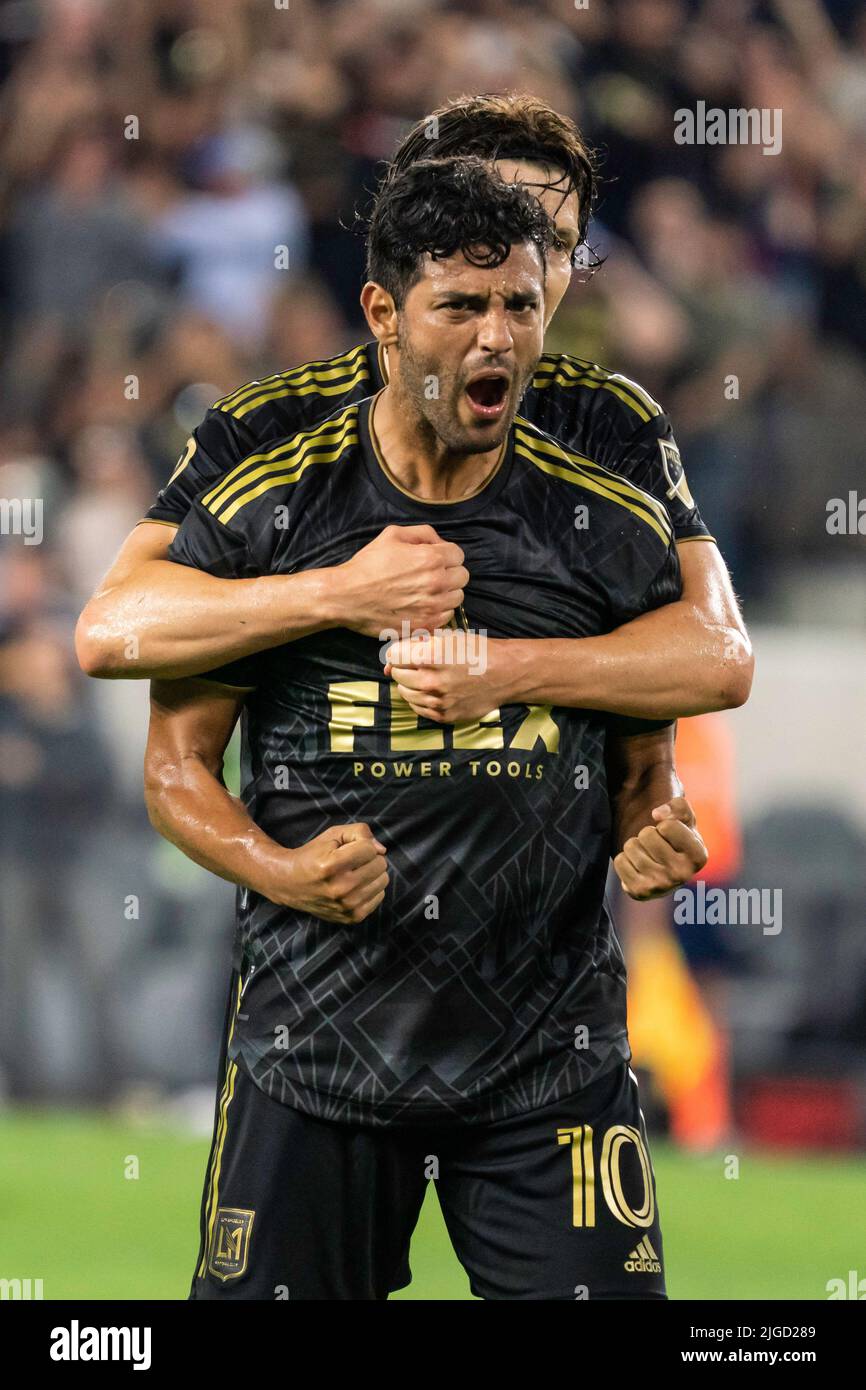 during a MLS match, Friday, July 8, 2022, at the Banc of California Stadium, in Los Angeles, CA. Los Angeles FC defeated the Galaxy 3-2. (Jon Endow/Im Stock Photo
