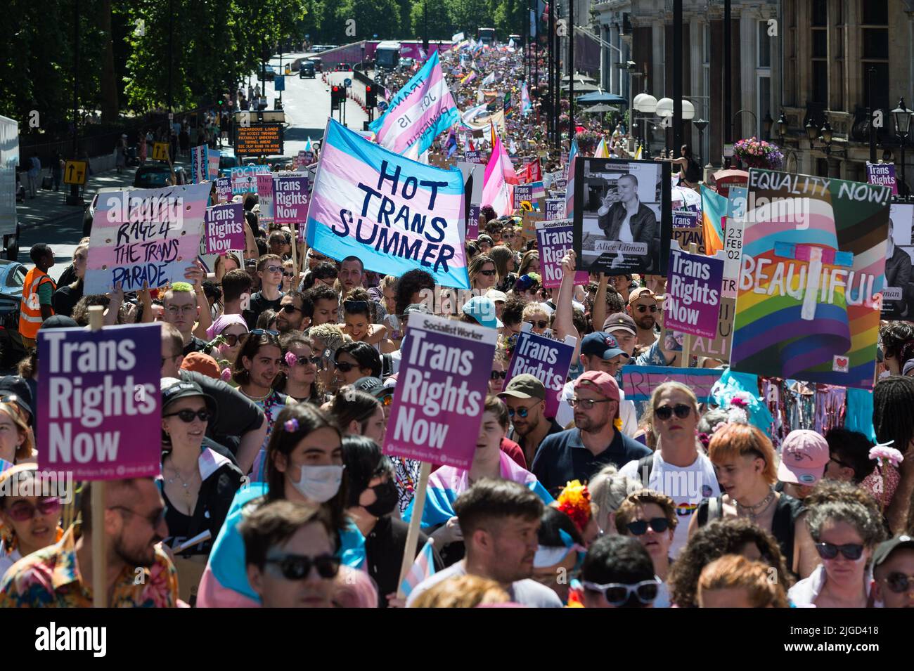 London, UK. 9th July, 2022. Transgender people and their supporters ...