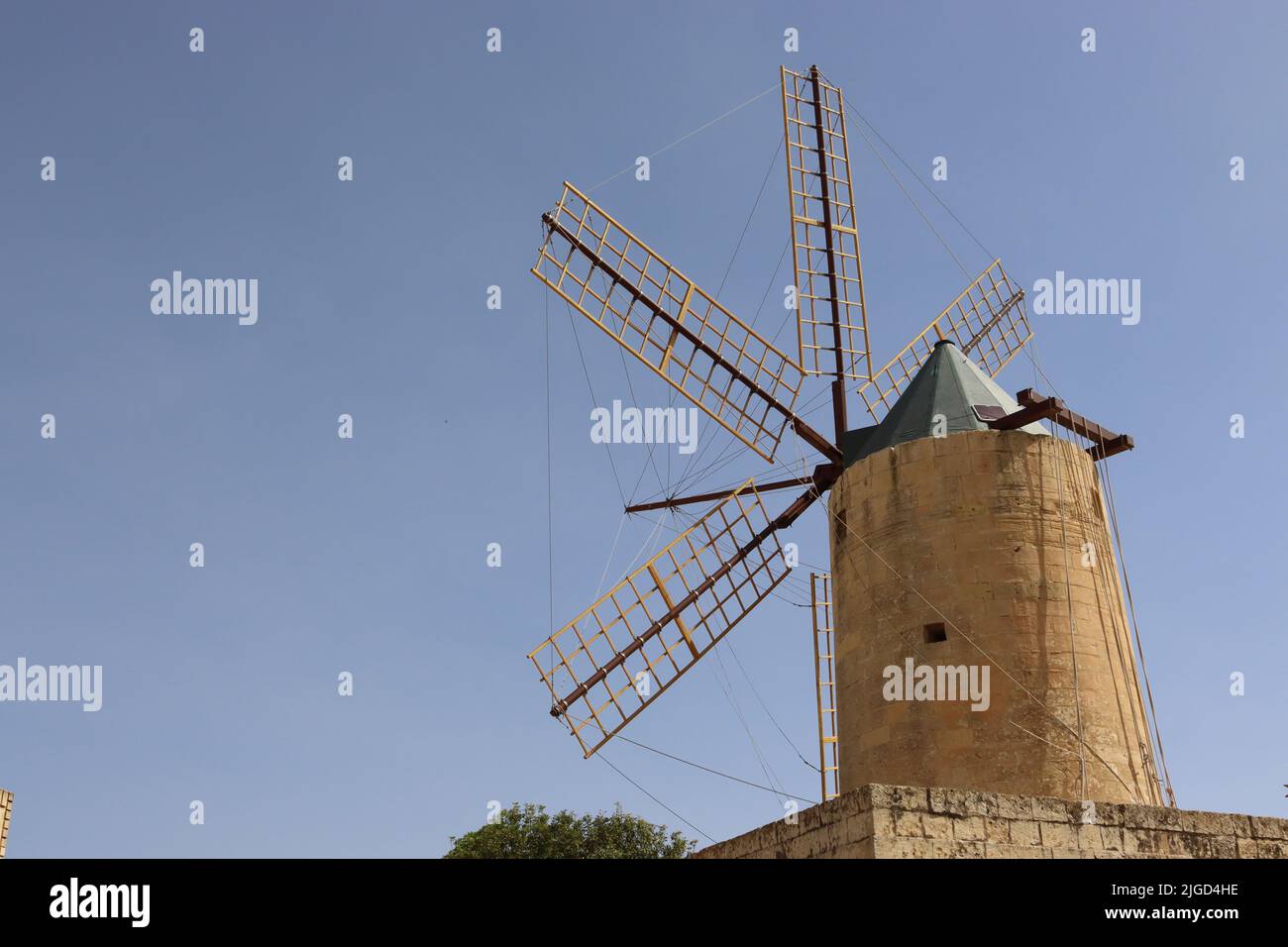 The restored Ta’ Kola windmill, now a tourist attraction, Xaghra, Gozo, Malta Stock Photo