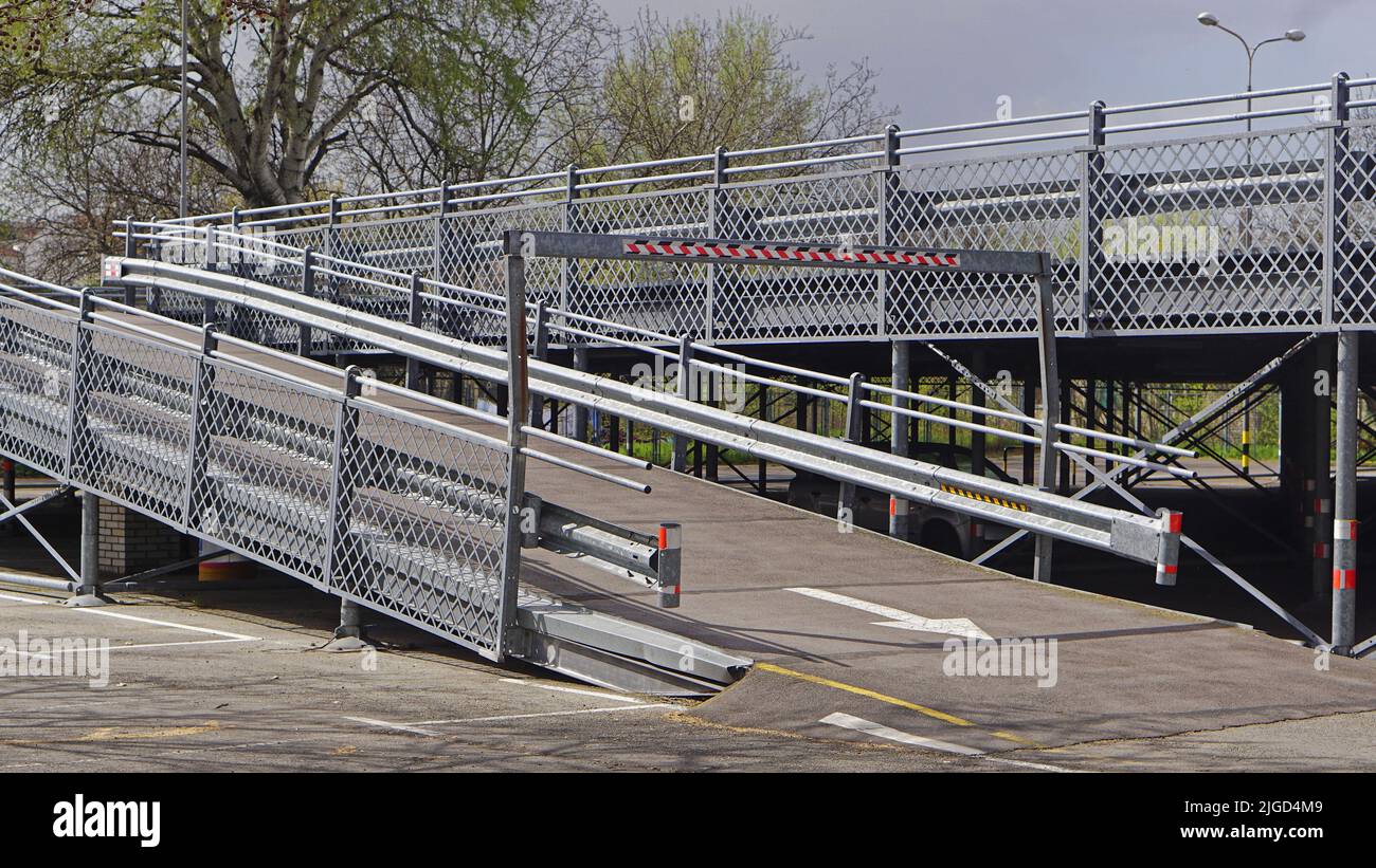 Parking ramp for vehicles at top level garage Stock Photo Alamy