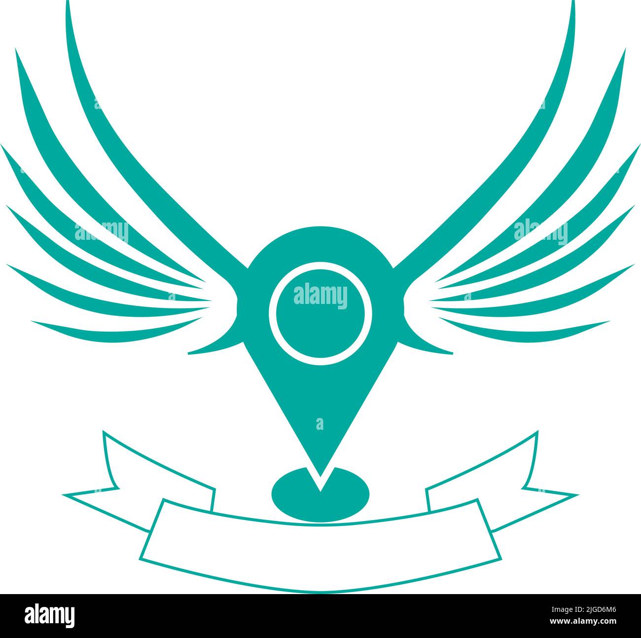 winged location vector illustration, suitable for tourism logos and icons, air travel Stock Vector