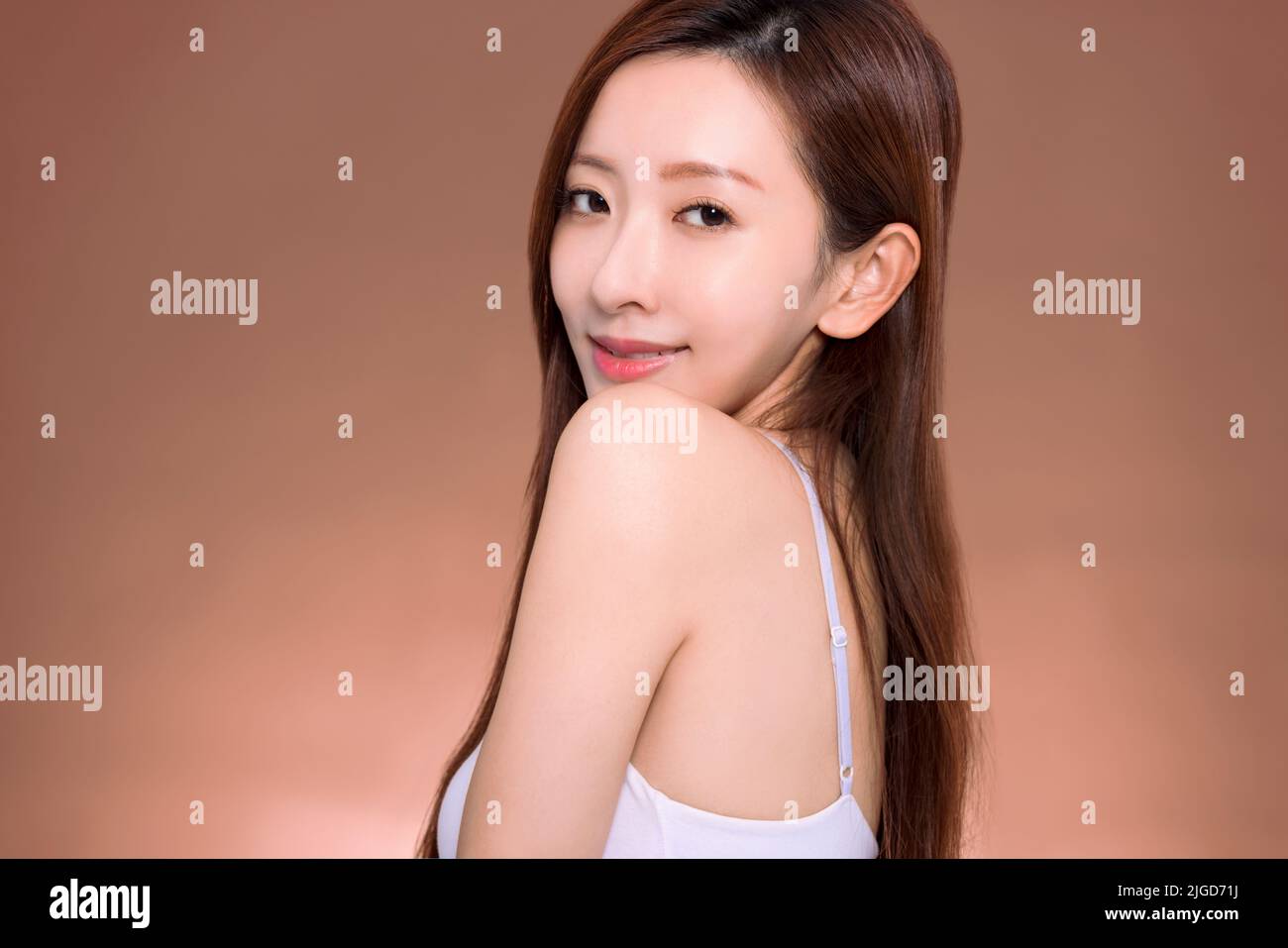 Young Asian Beauty face with healthy clean skin Stock Photo