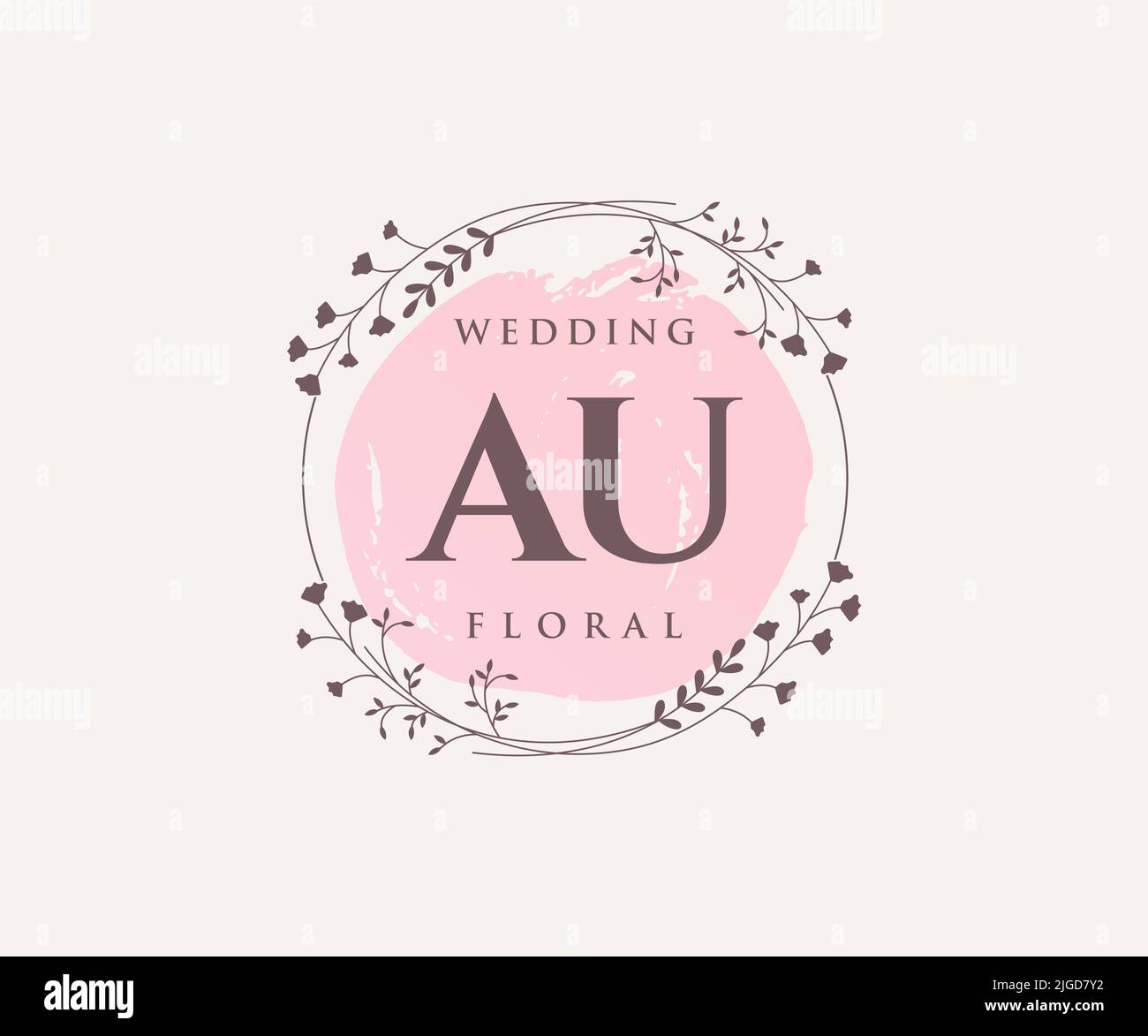 AU Initials letter Wedding monogram logos template, hand drawn modern ...