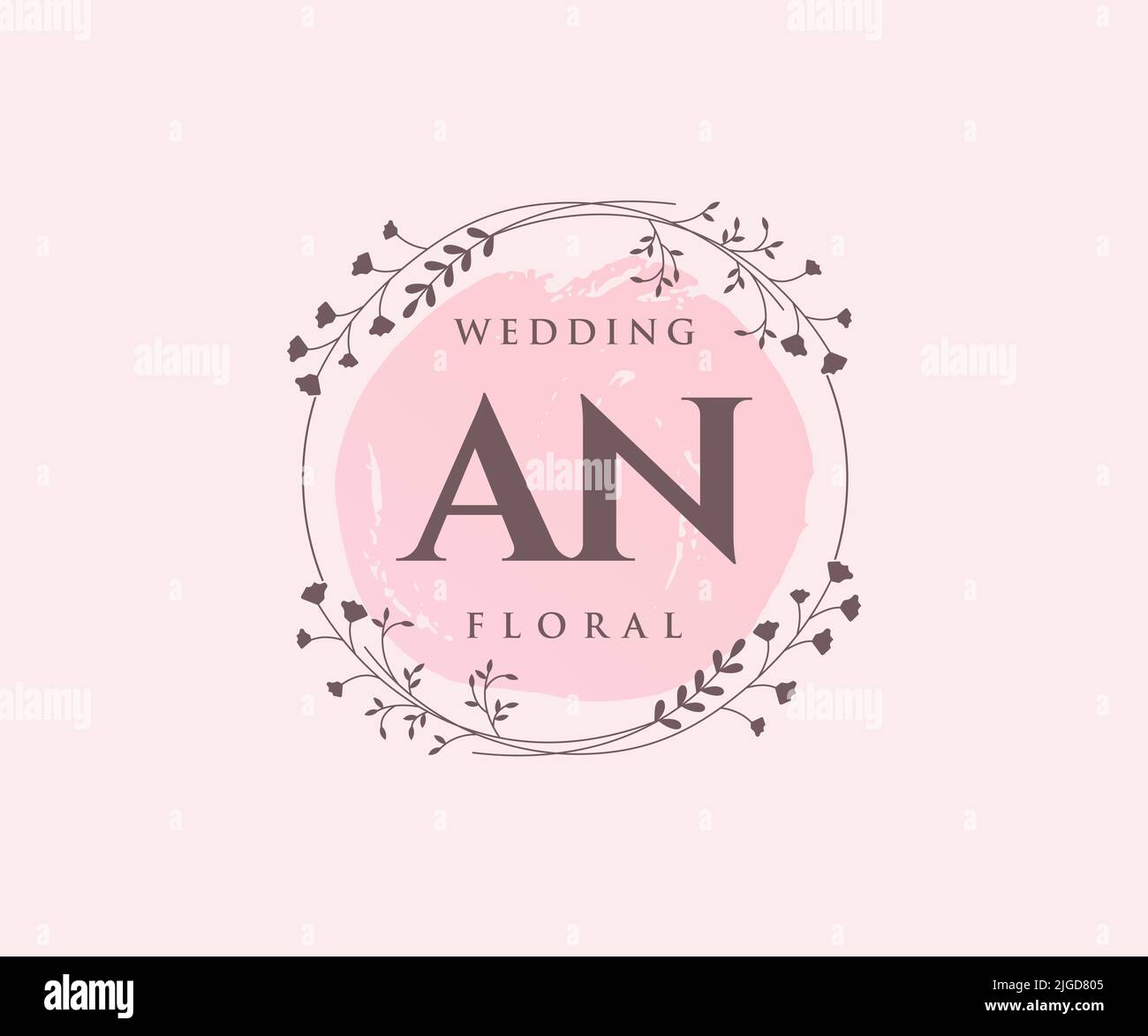 AN Initials letter Wedding monogram logos template, hand drawn modern ...