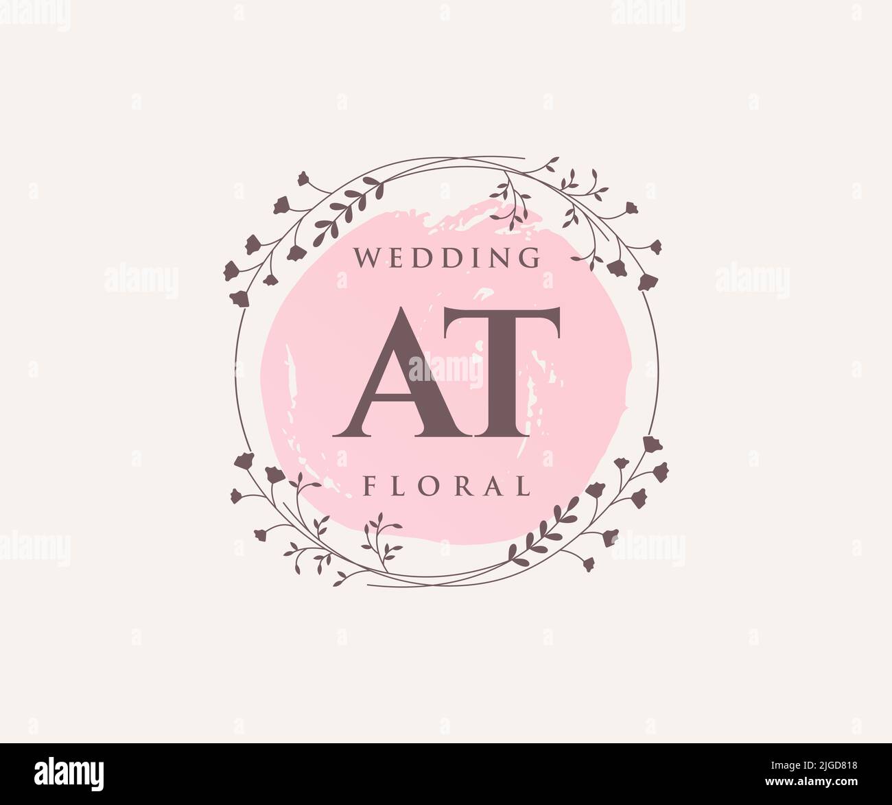 AT Initials letter Wedding monogram logos template, hand drawn modern ...