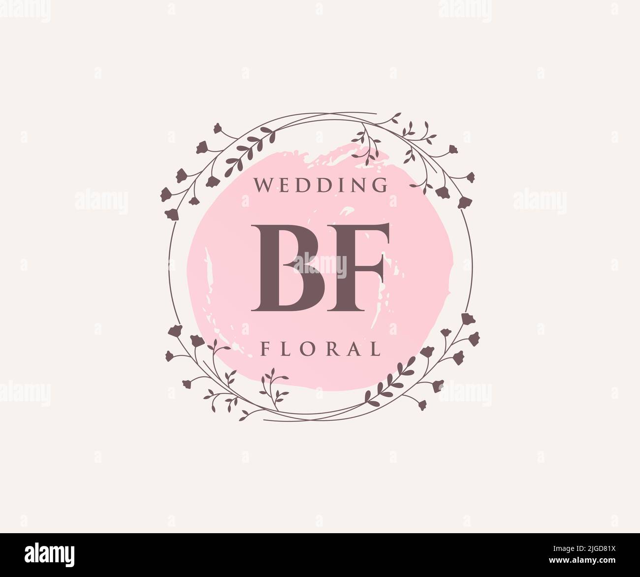 Monogram Bf BF Initials letter Wedding monogram logos template, hand drawn modern ...