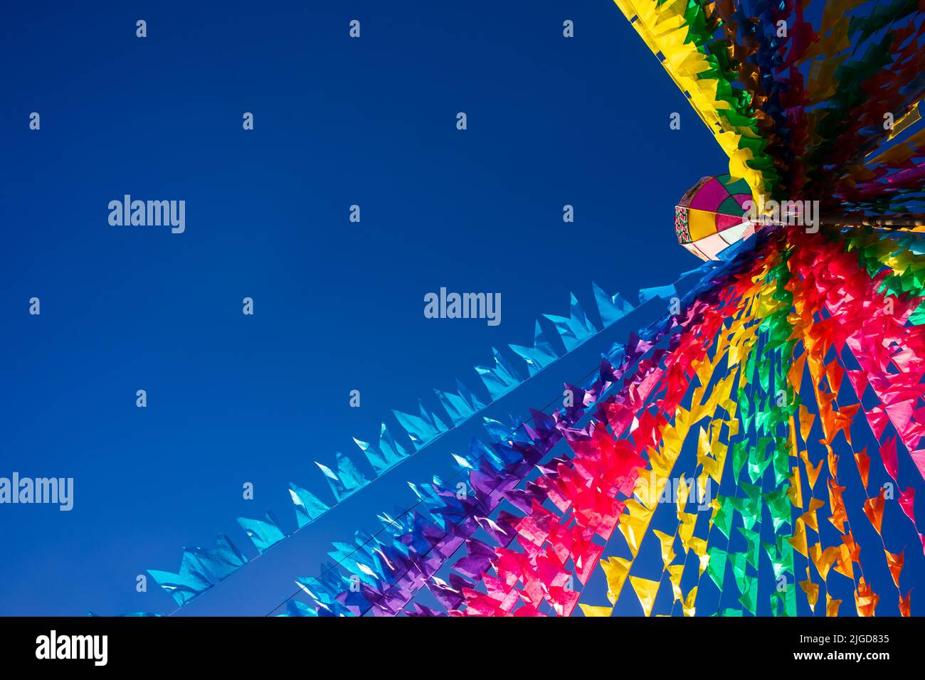 colorful flags and decorative balloon of festa junina in brazil Stock Photo