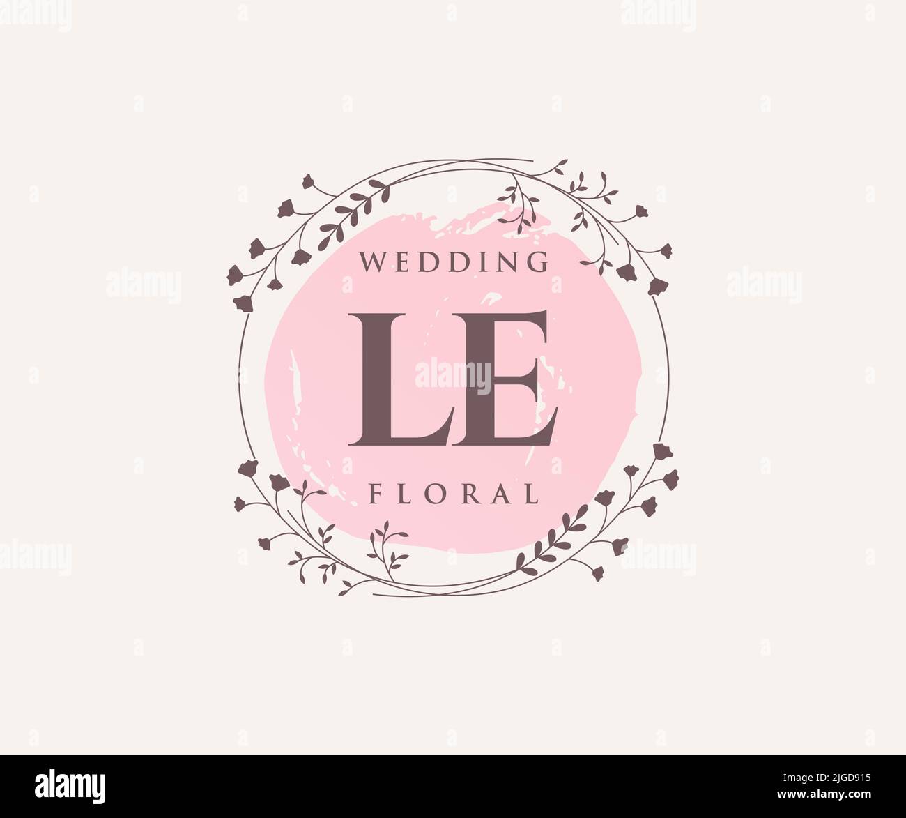 LE Initials letter Wedding monogram logos template, hand drawn modern ...