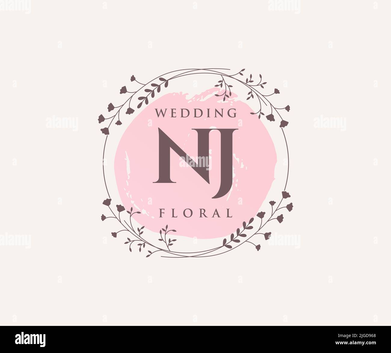 NJ Initials letter Wedding monogram logos template, hand drawn modern ...