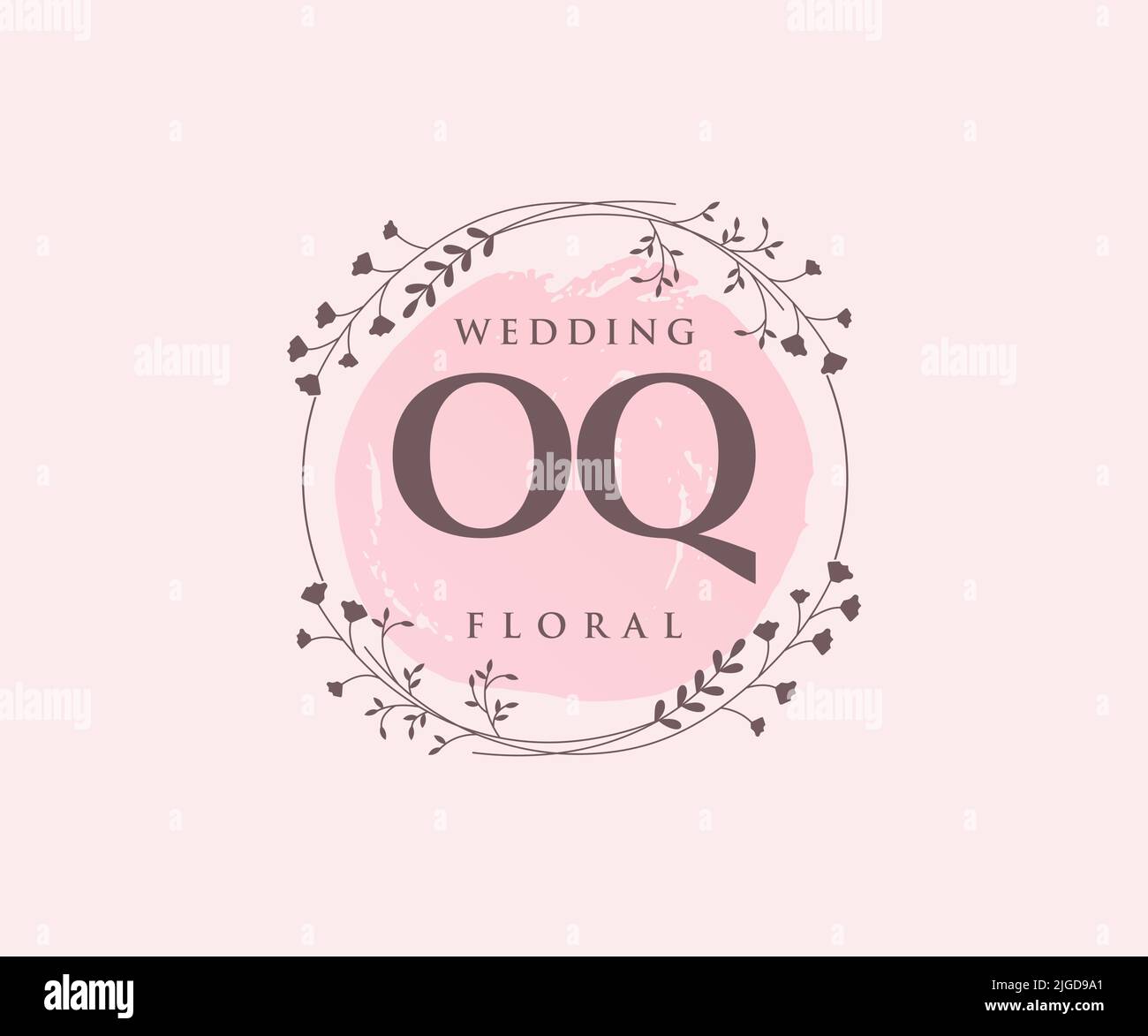 OQ Initials letter Wedding monogram logos template, hand drawn modern minimalistic and floral templates for Invitation cards, Save the Date, elegant Stock Vector